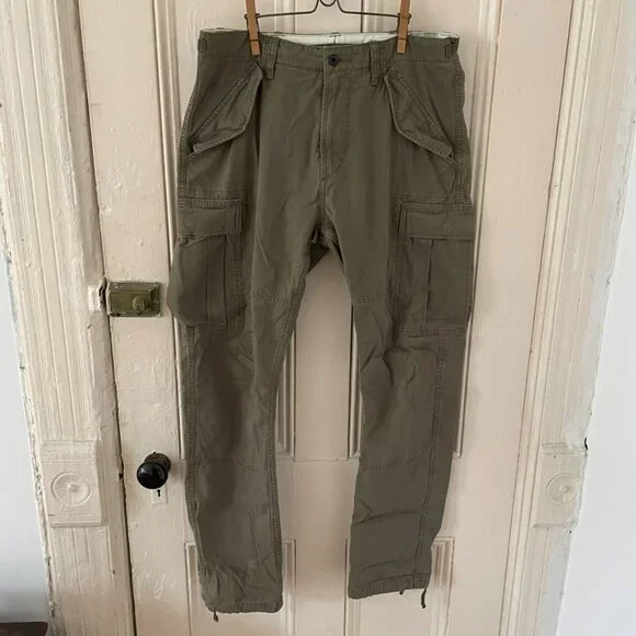 Polo Ralph Lauren Slim Fit Canvas Cargo Pants | Olive Green | Size 30x32 - Picture 2 of 10